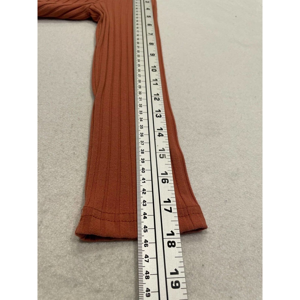 Forever 21 Ribbed Mock Neck 3/4 Sleeve Bodycon Dress Size M Rust Orange New - Picture 5 of 8